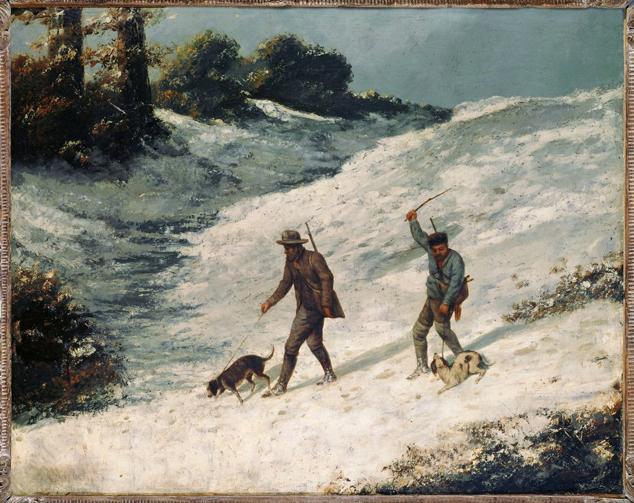 Braconniers dans la neige (Courbet) | Gustave Courbet, Chasseurs dans la neige, vers 1864, 65 x 81 cm