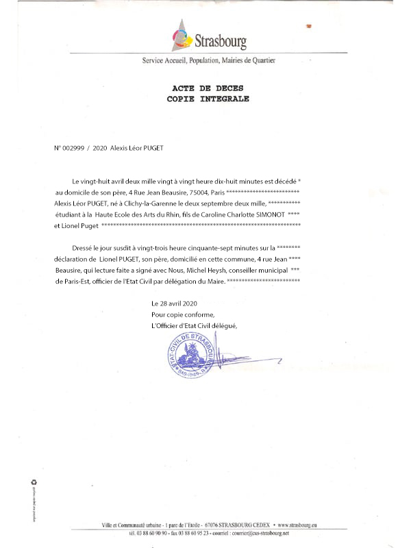 Acte de décès | 