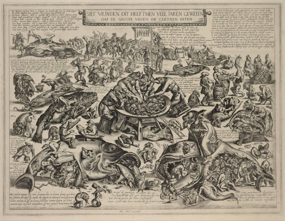 Die großen Fische fressen die kleinen | Anonymous
Die großen Fische fressen die kleinen
Published by Jan Tiel
etching print
37.8 cm, 50 cm
Museum Boijmans Van Beuningen