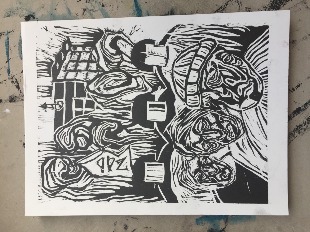 Gravure de "mon village"-"va c'heriadenn" | 