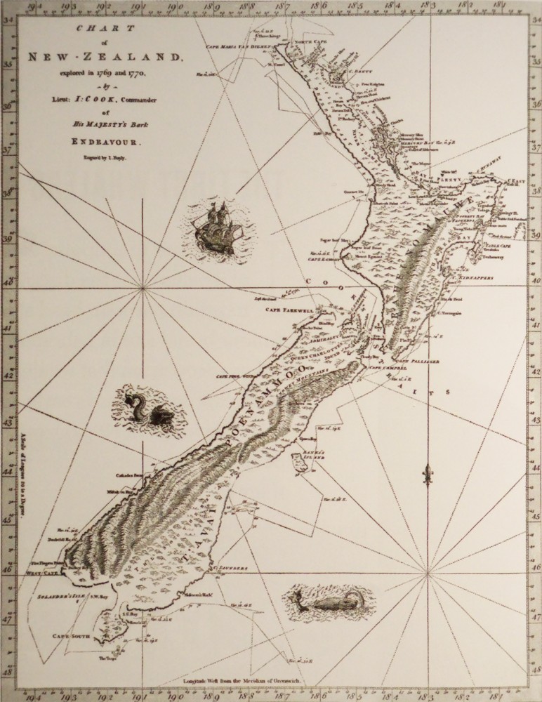 James Cook's chart of New Zealand | James Cook's chart of New Zealand
Edited after the first journey 1769-1770