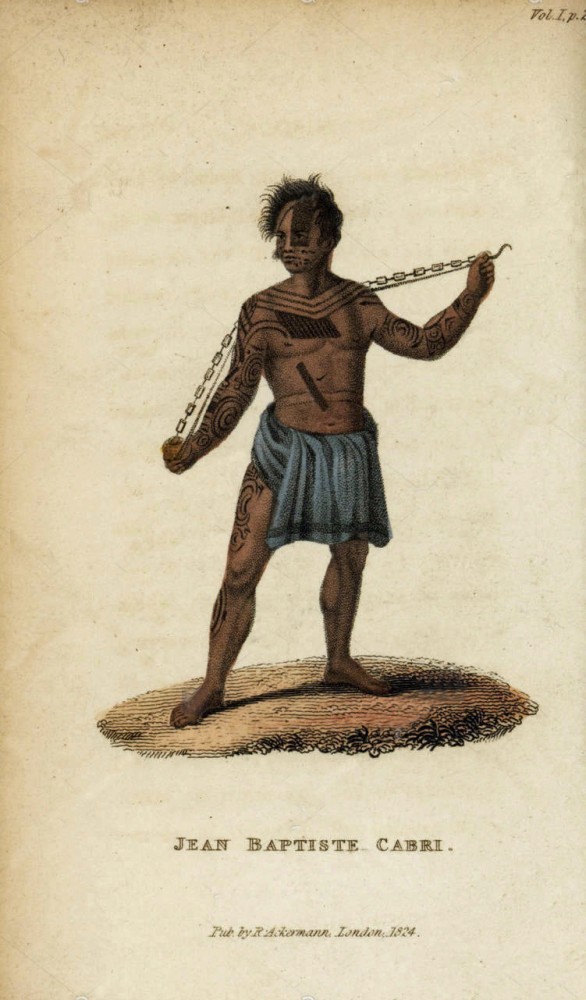 Joseph Kabris | Source :Frederic Shoberl, South Sea Islands : being a description of the manners, customs, character, religion, and state of society among the various tribes scattered over The Great Ocean, called the Pacific or the South Sea. London, R Ackermann, 1824, vol. I, p. 282
Auteur : pub. by R. Ackermann, London 1824