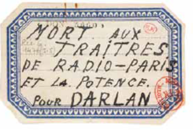 Mort au traitres de radio-paris | &quot;papillon&quot; anonyme et sans date