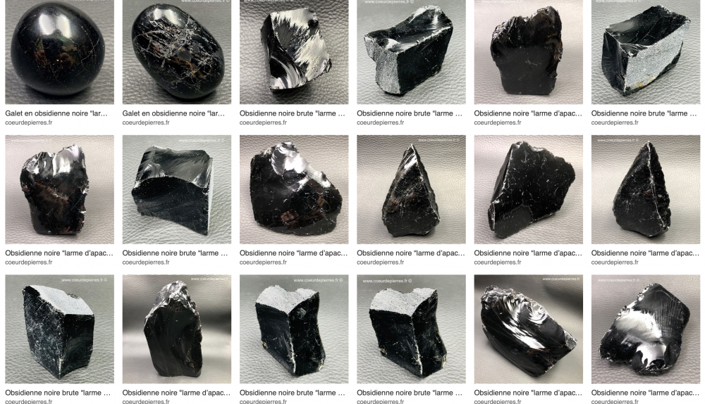 Obsidienne larme d'Apache | Après le massacre d'une tribu Apache par les militaires colons, les larmes des veuves se solidifièrent en obsidienne noire, pierre volcanique à base de silice, sous l'action du Grand Esprit.
Il faut porter une obsidienne pour chasser la tristesse et faire cesser les larmes.