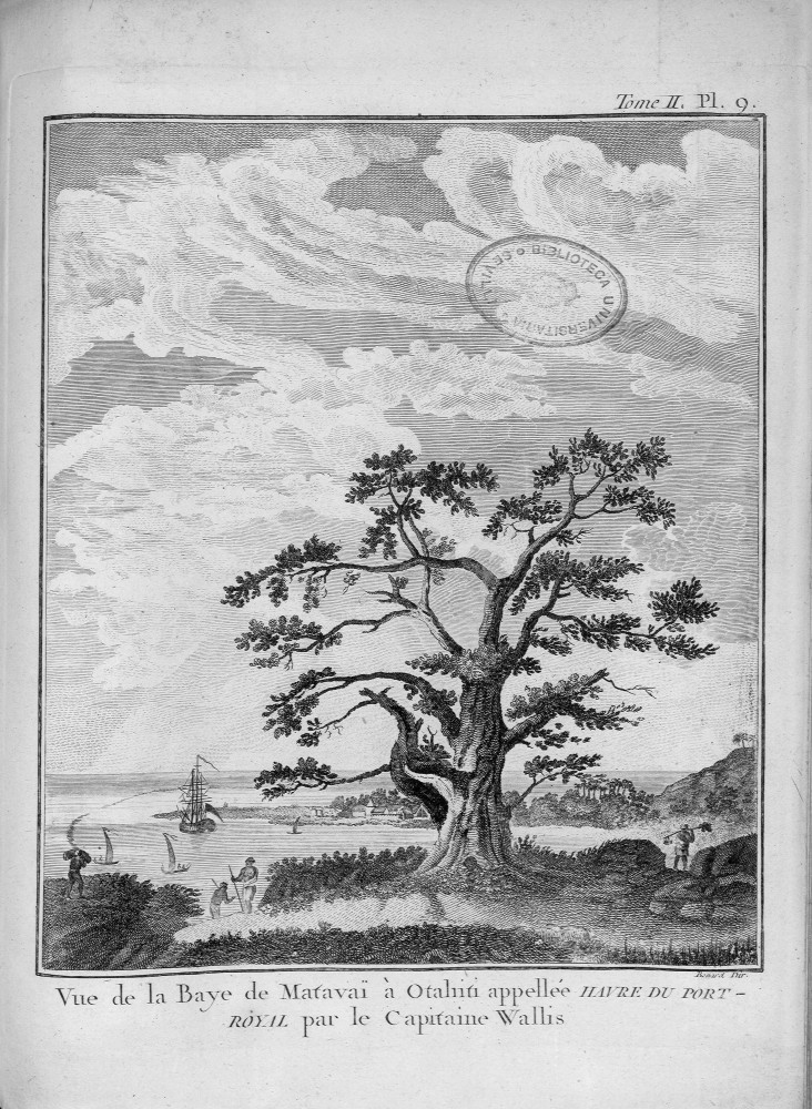 One Tree Hill | Sydney Parkinson
Gravure
Cartes et figures du troisième voyage de Cook, 1785 Vue de la Baye de Matavai a Otahiti appelleé Havre du Port-Royal par le Capitaine Wallis
