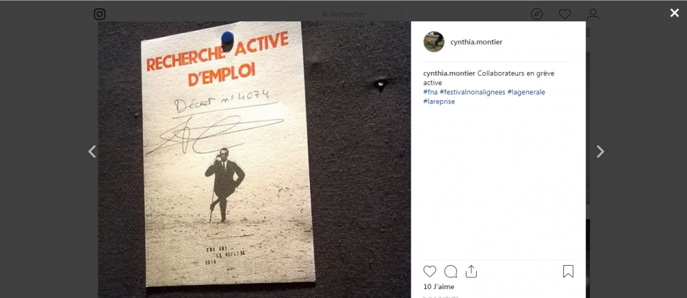 Recherche active d'emploi | cynthia.montierCollaborateurs en grève active
fna #festivalnonalignees #lagenerale #lareprise