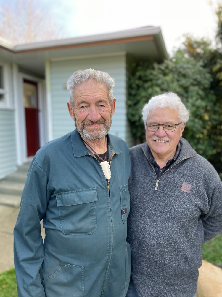 Richard and his rei puta | Richard’s gifted rei puta from Haami Te Whaiti, Ngāti Hinewaka due to Richard’s supportive work for many years on Matiu Somes Island and his protecting a parāoa jawbone