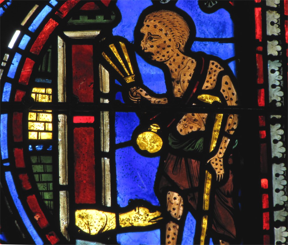 Saint Lazare | vitraux de la cathédrale de Bourges, Saint-Lazare le lépreux, 1200