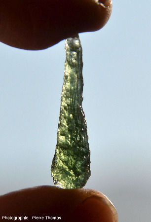 Tectites, larmes de terre (Moldavite) | verre amorphe - météorite
sa surface peut être lisse, dentelée et cicatrisée