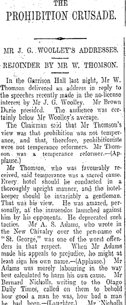 The Prohibition Crusade | Article from Otago Daily Times (Extract)
19 august 1905