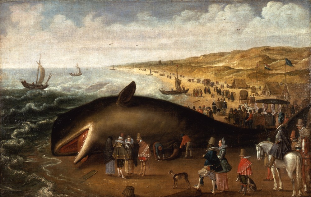 The Whale Beached between Scheveningen and Katwijk, with Elegant Sightseers | Esaias van de Velde
Huile sur toile