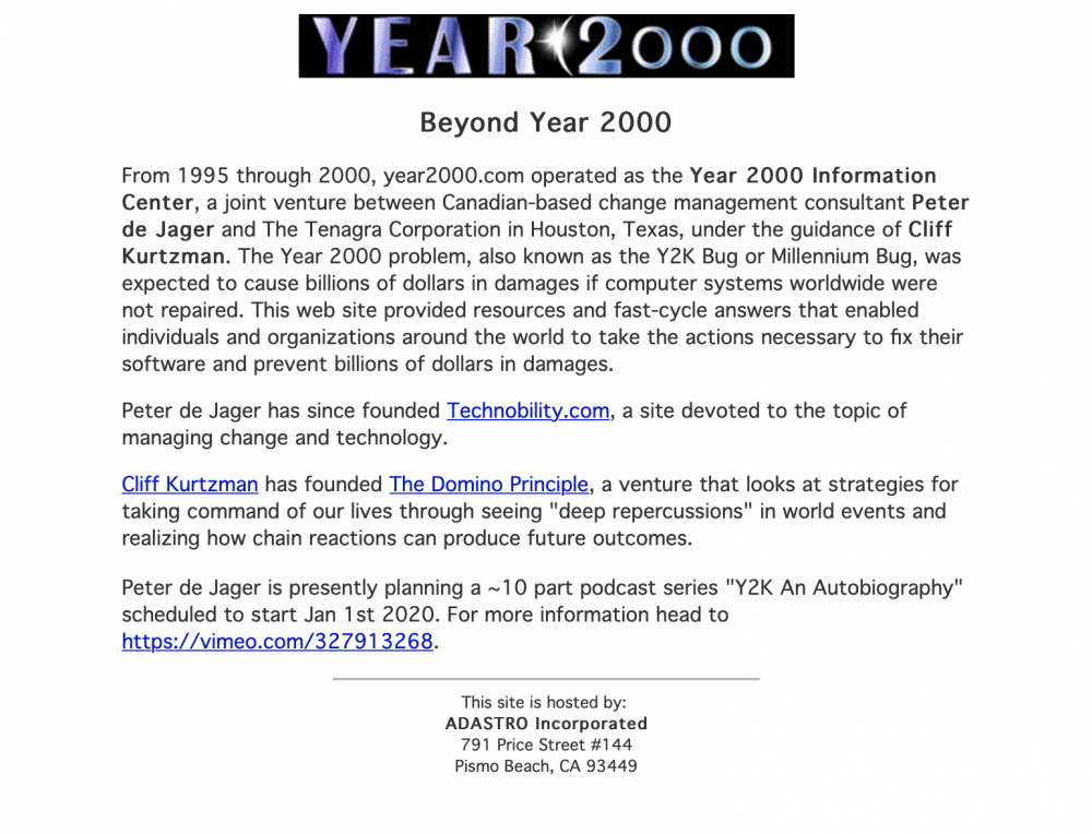 Y2K - www.year2000.com | Y2K (bug de l'an 2000)
www.year2000.com