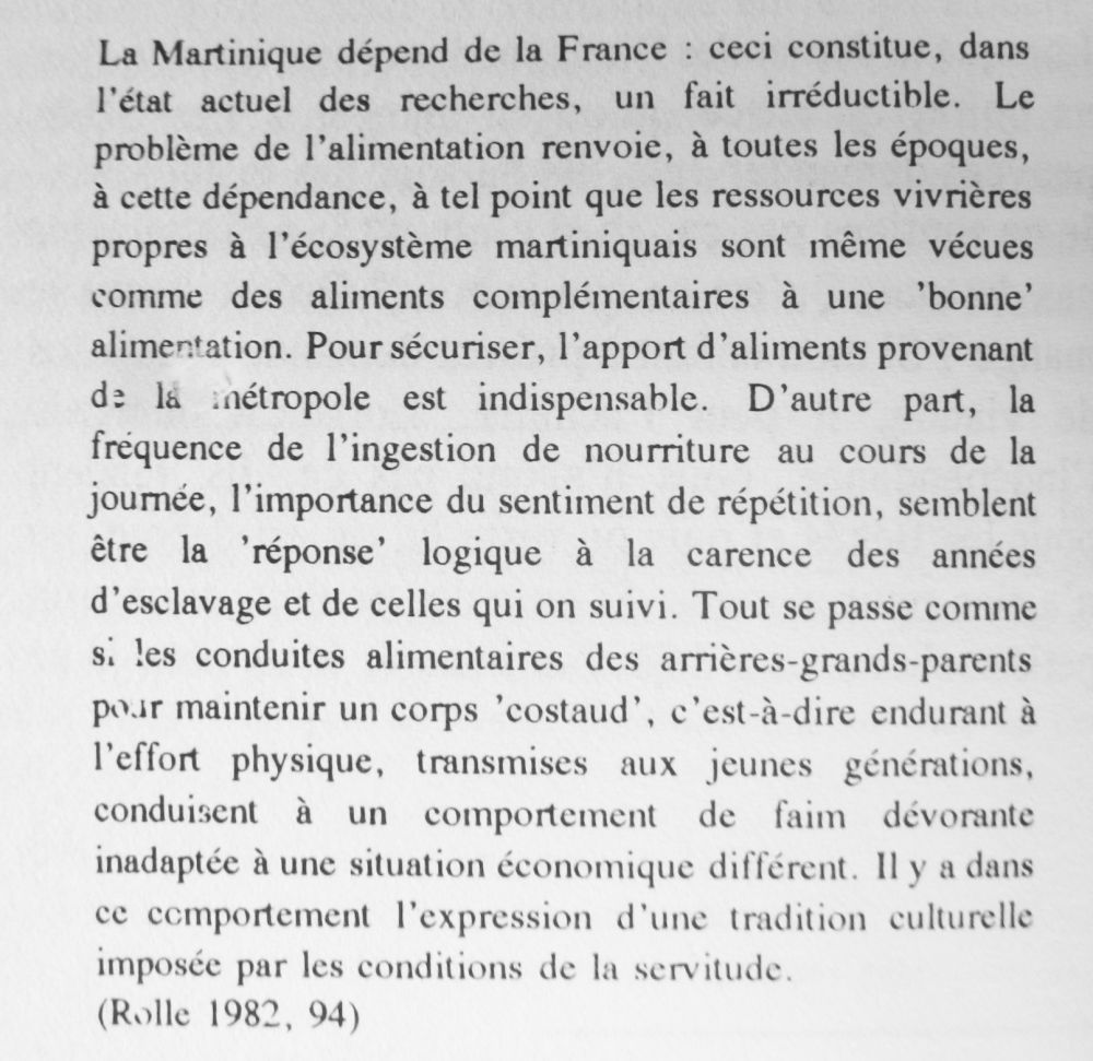 Alimentation | Rolle William, Alimentation et dépendance idéologique à la Martinique, An tan Wobe, (1940-1943), 1994