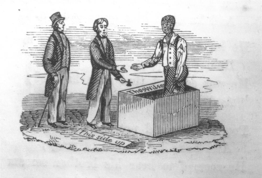 Henry « Box » Brown | Henry Box Brown sortant de sa boîte et rencontrant un abolitionniste , 1849