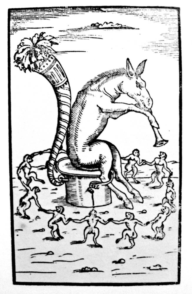 l’âne Timon faisant danser les alchimistes | école italienne, l'âne Timon faisant danser les alchimistes, 1599