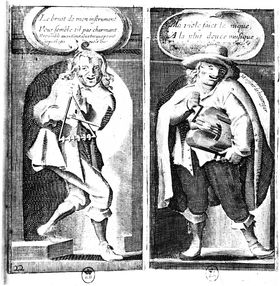 Le triangle et la vielle | Lagniet, Illustration pour deux proverbes, 1663