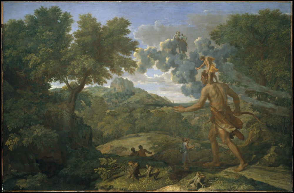 Orion aveugle | Nicolas Poussin, Paysage avec Orion aveugle cherchant le soleil, 119.1 × 182.9 cm, 1658