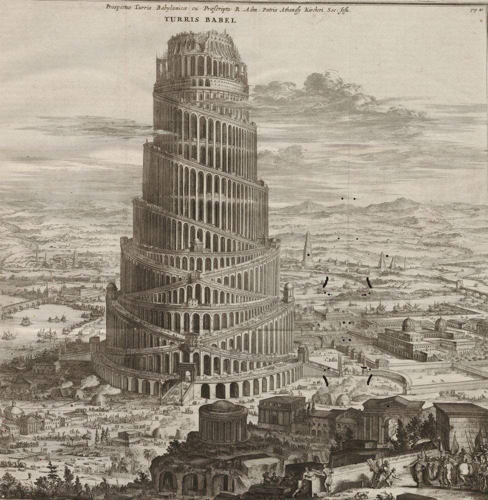 Tour de Babel | Tour de Babel,
Athanasius Kircher,
gravure,
1679